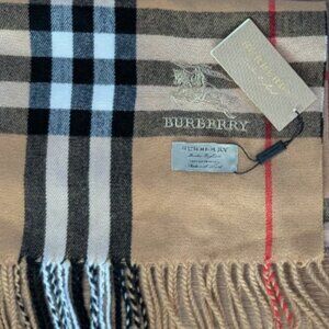 NEW w/Tags! BURBERRY Heritage Beige Check Classic 100% Cashmere Scarf- Mens/Wmns